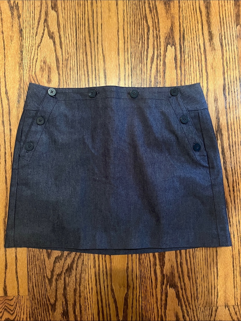 Express Blue  Button-Trim Mini Skirt